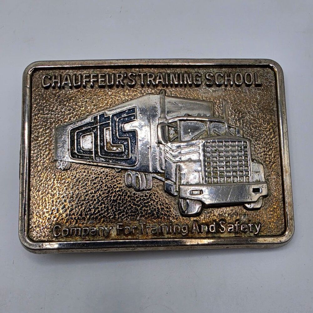 Vintage CTS Chauffeur's Training School Truck Driver Belt Buckle 1980s Albany NY